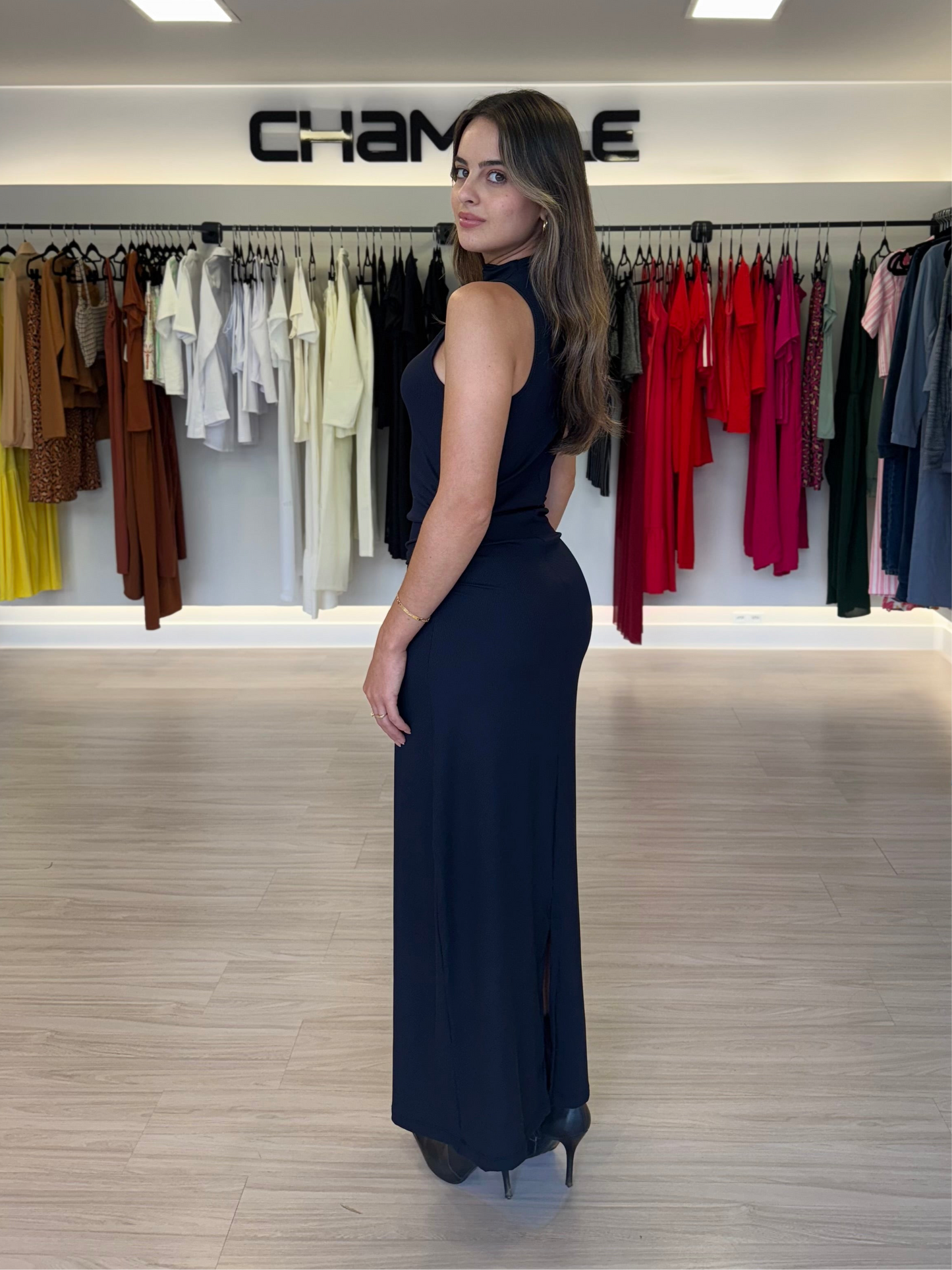 Vestido Midi Canelado