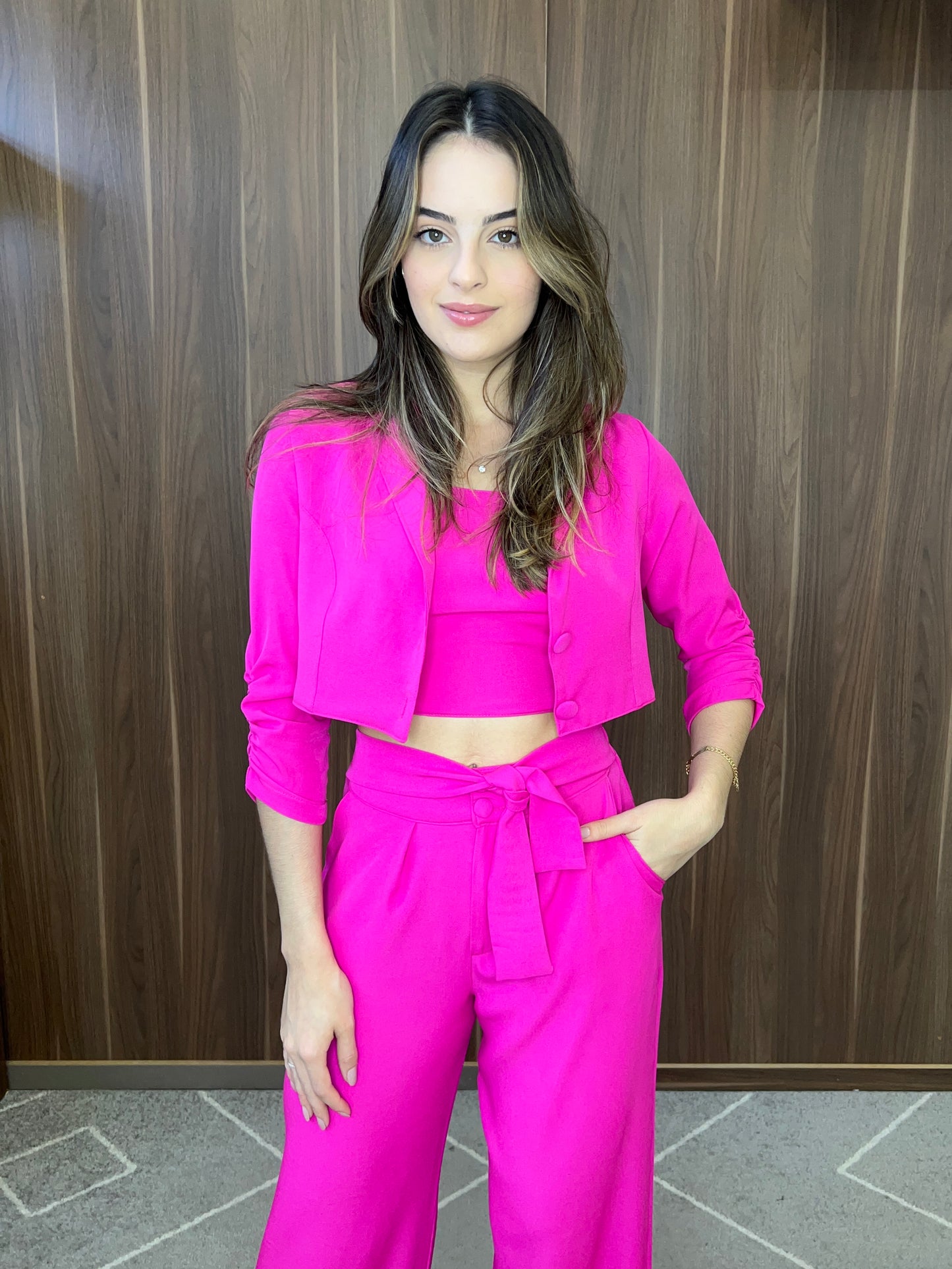 Blazer cropped visco crepe