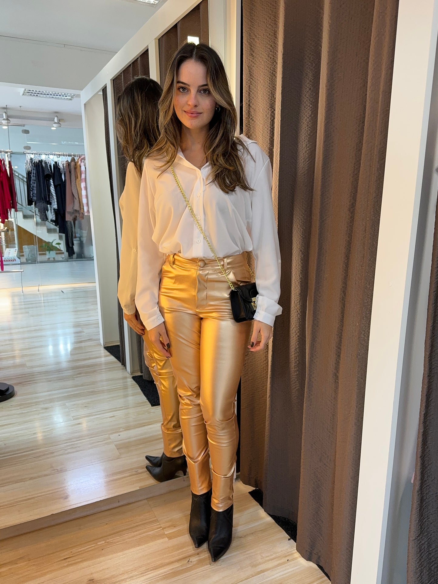Calça Metalizada Gold