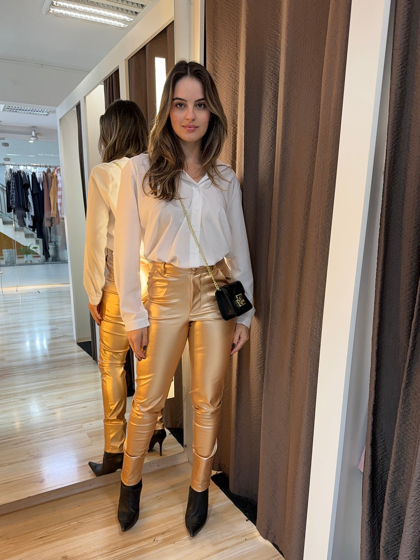 Calça Metalizada Gold