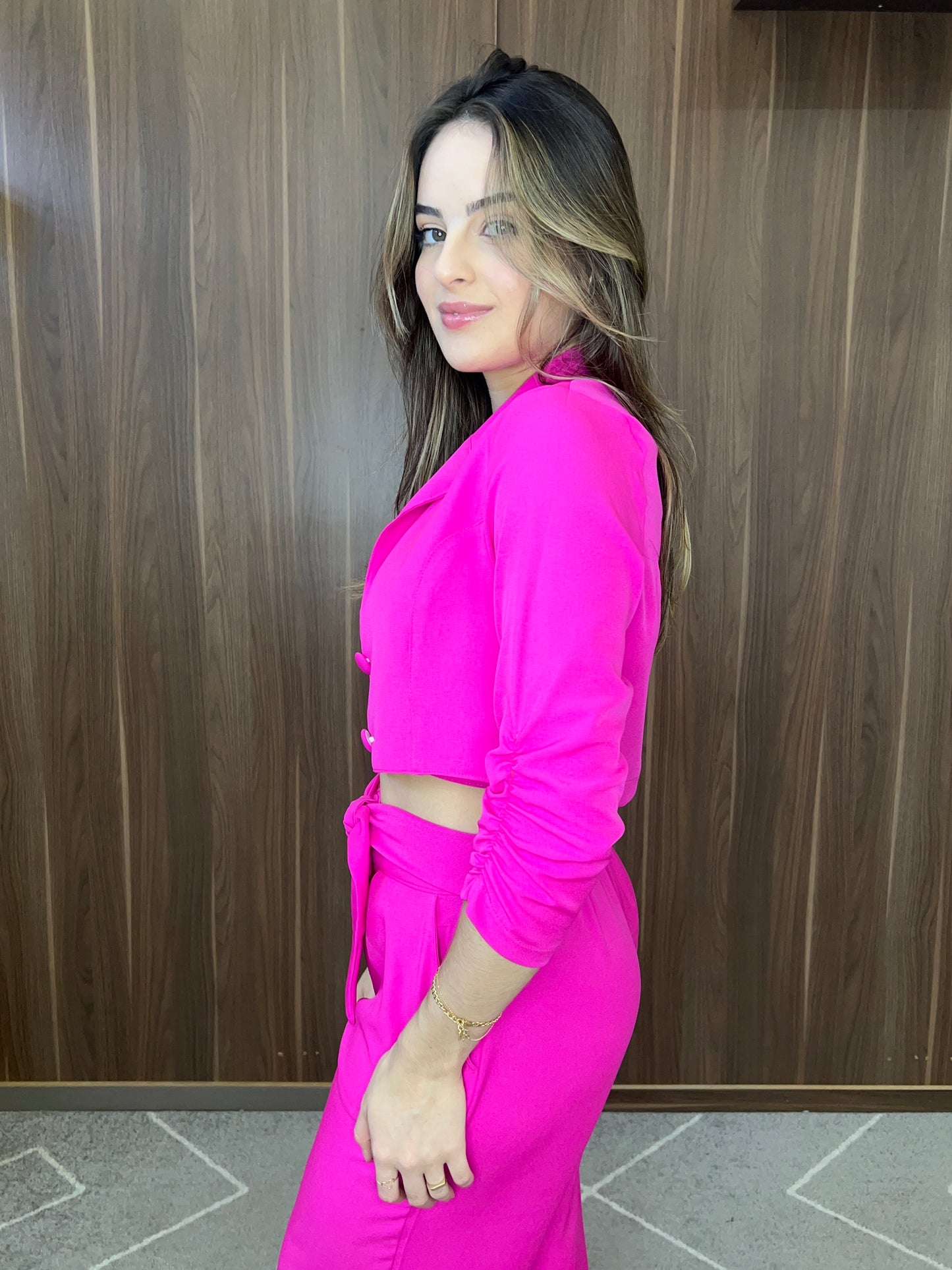 Blazer cropped visco crepe