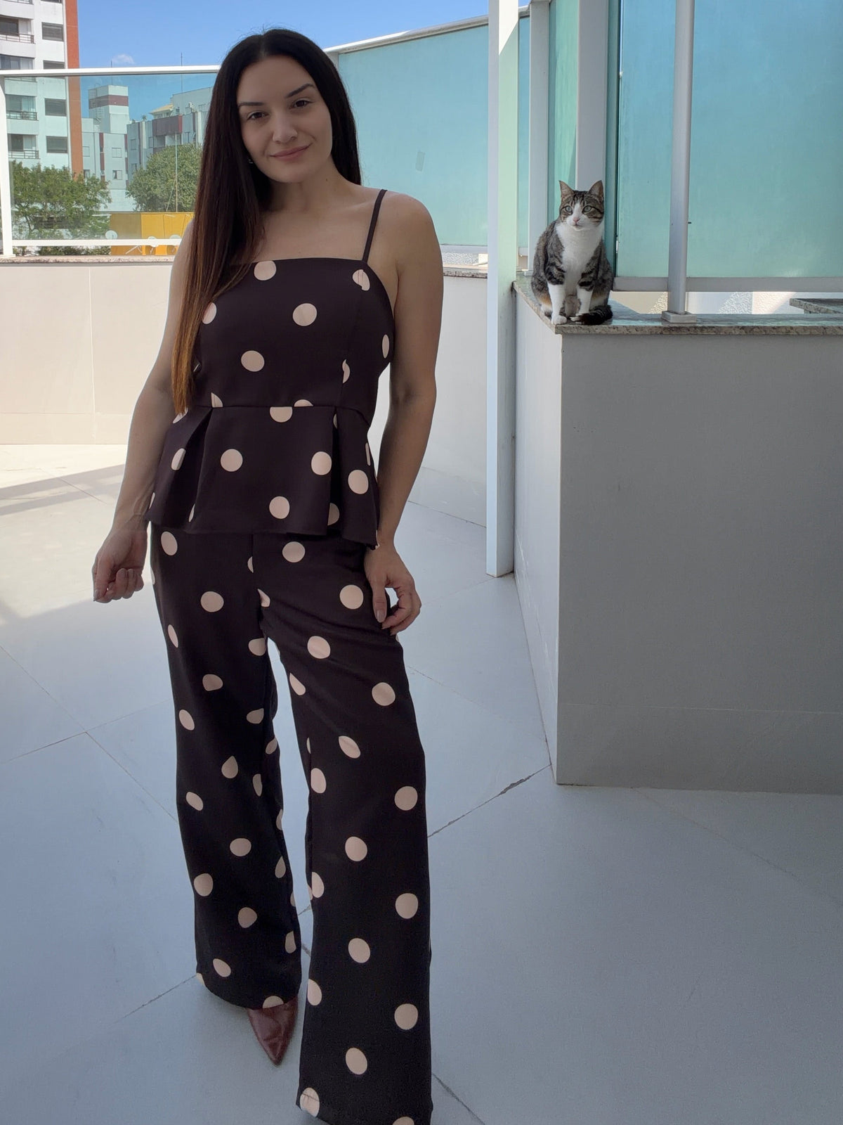 Blusa Peplum Poá