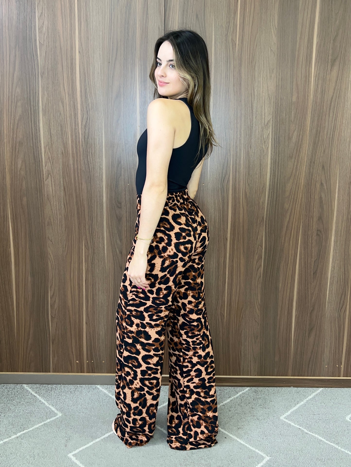 Wide leg animal print