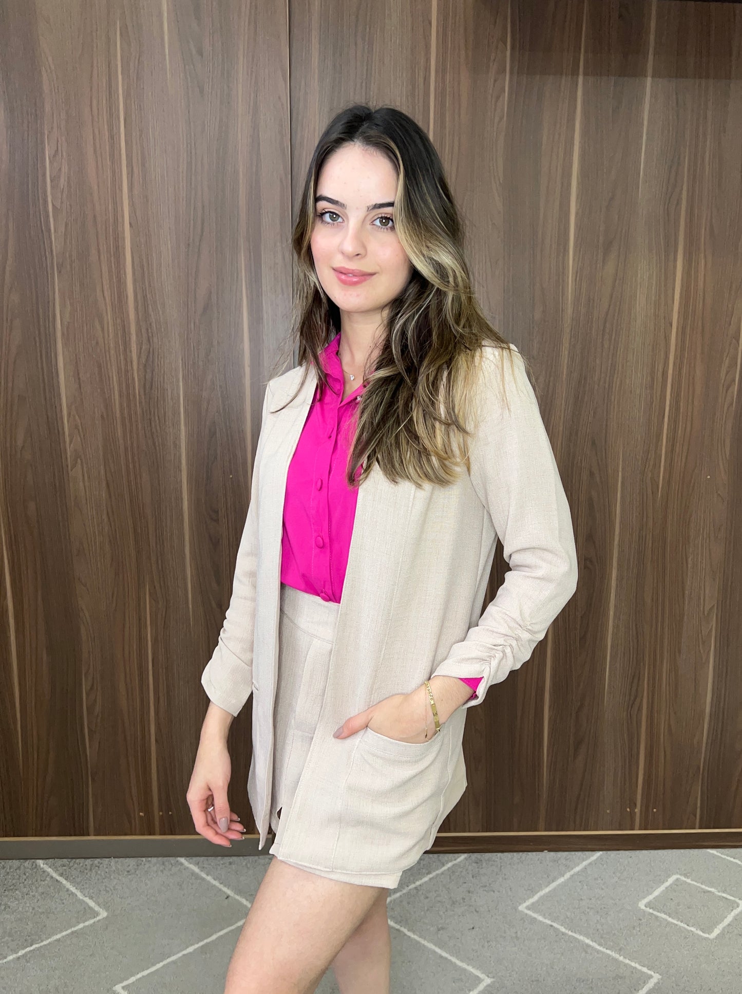 Blazer linhão manga drapeada