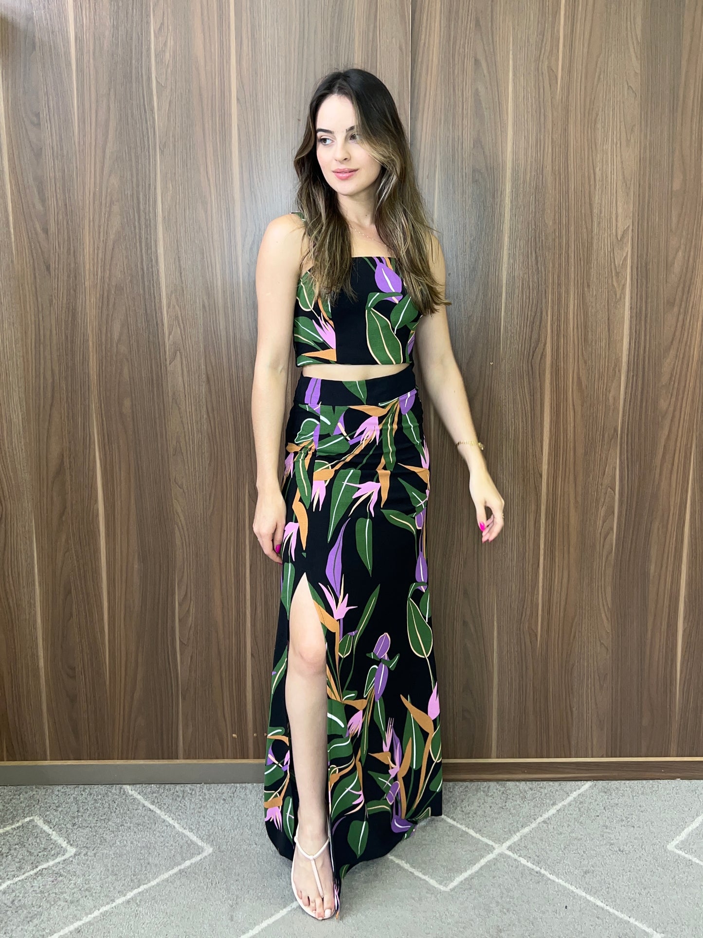 Saia longa estampada