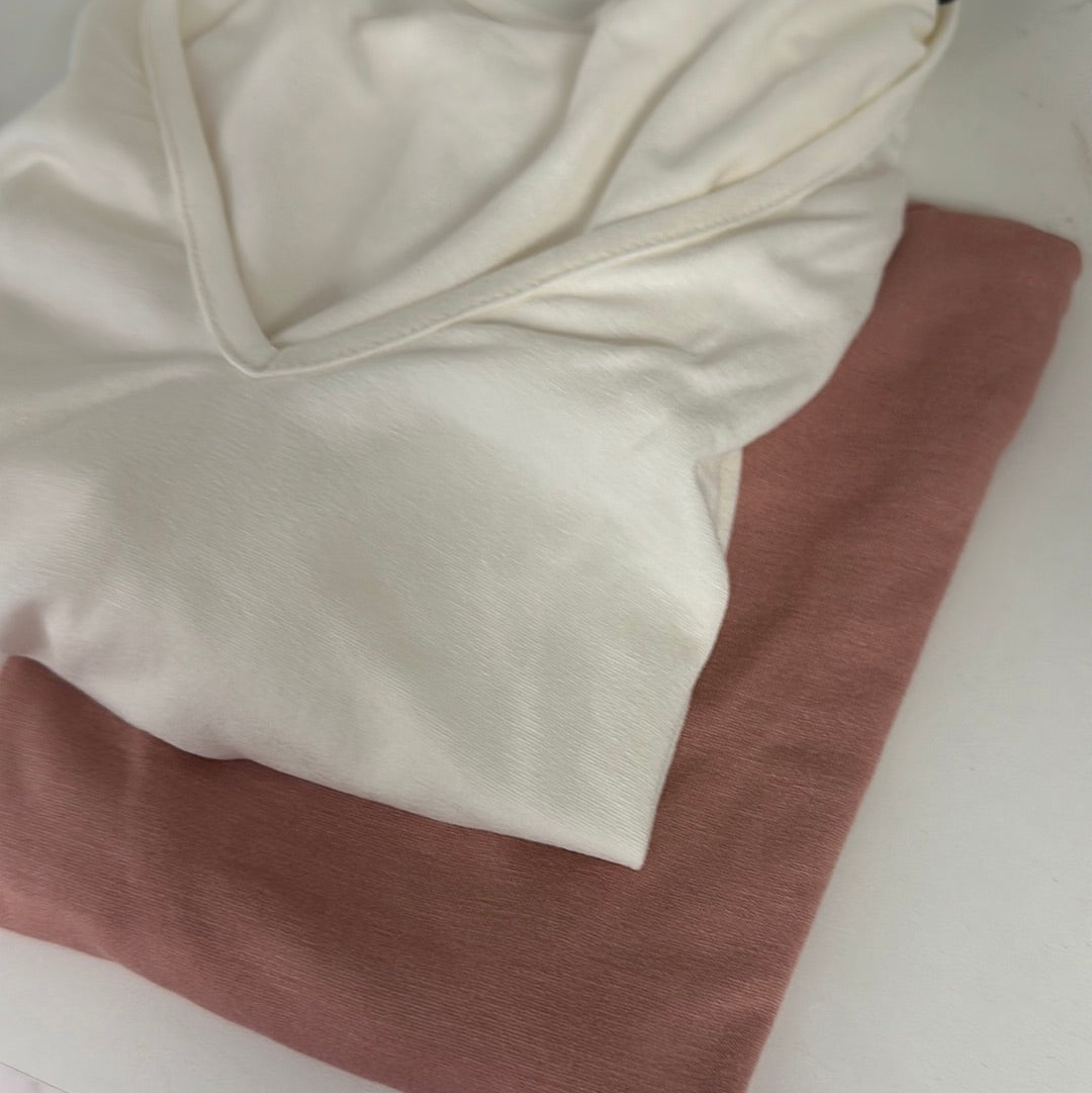 Cropped viscose decote V