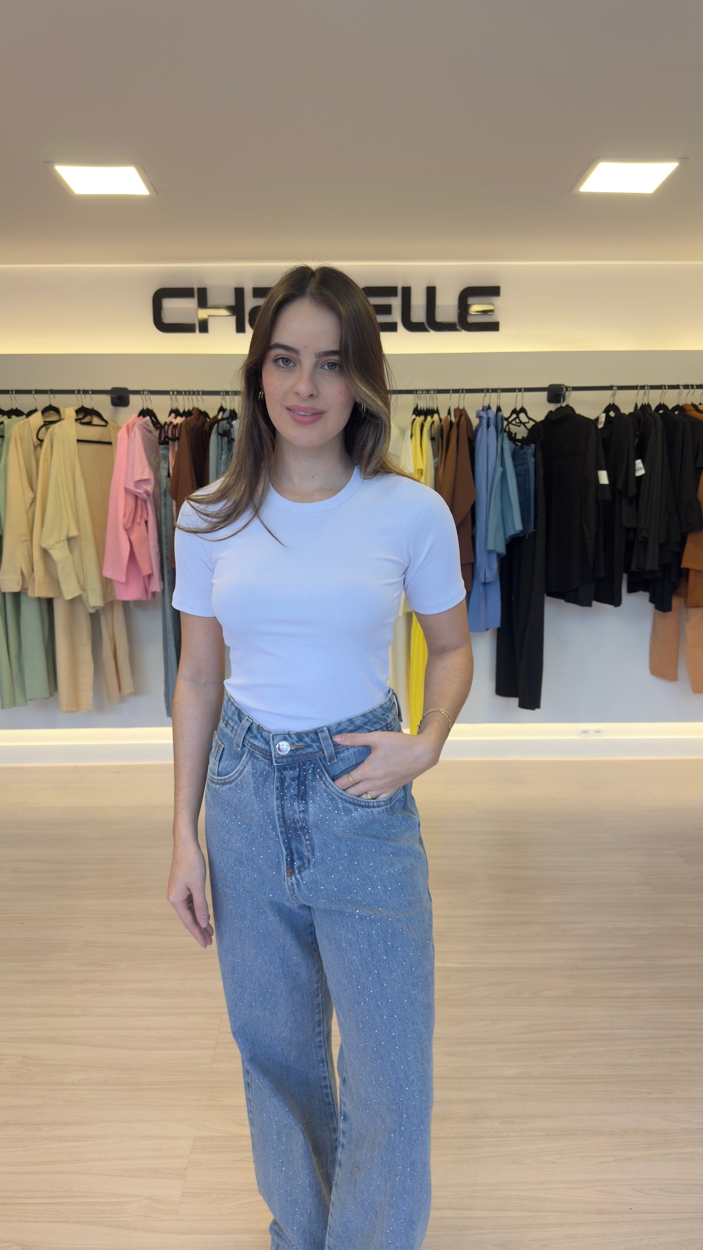 Blusa Manga Curta Canelada