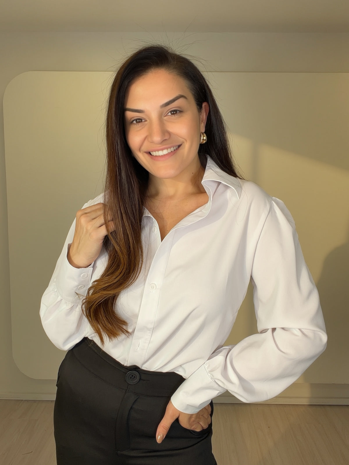 Camisa Branca Gola Estruturada