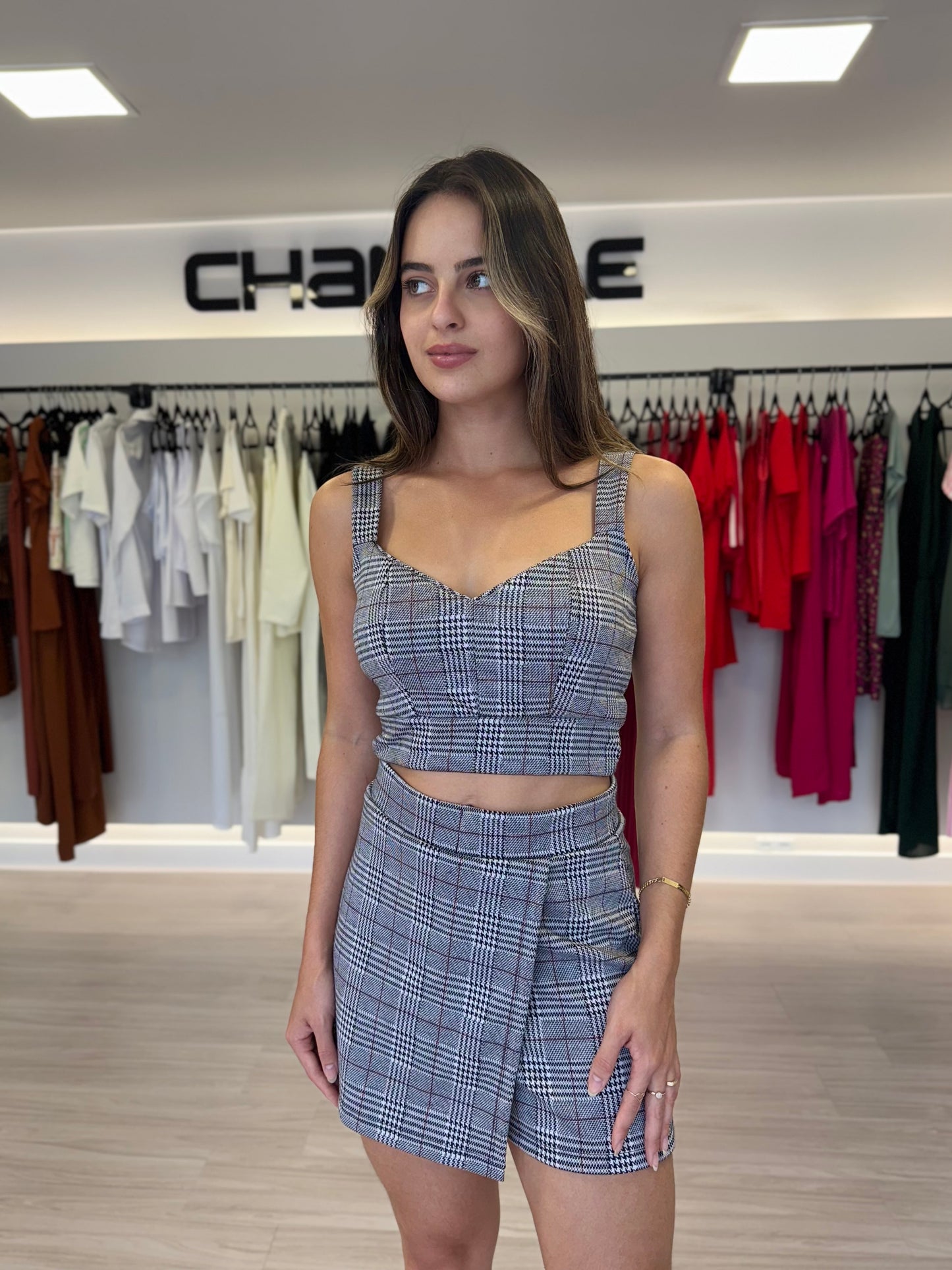Cropped Malha Jacquard