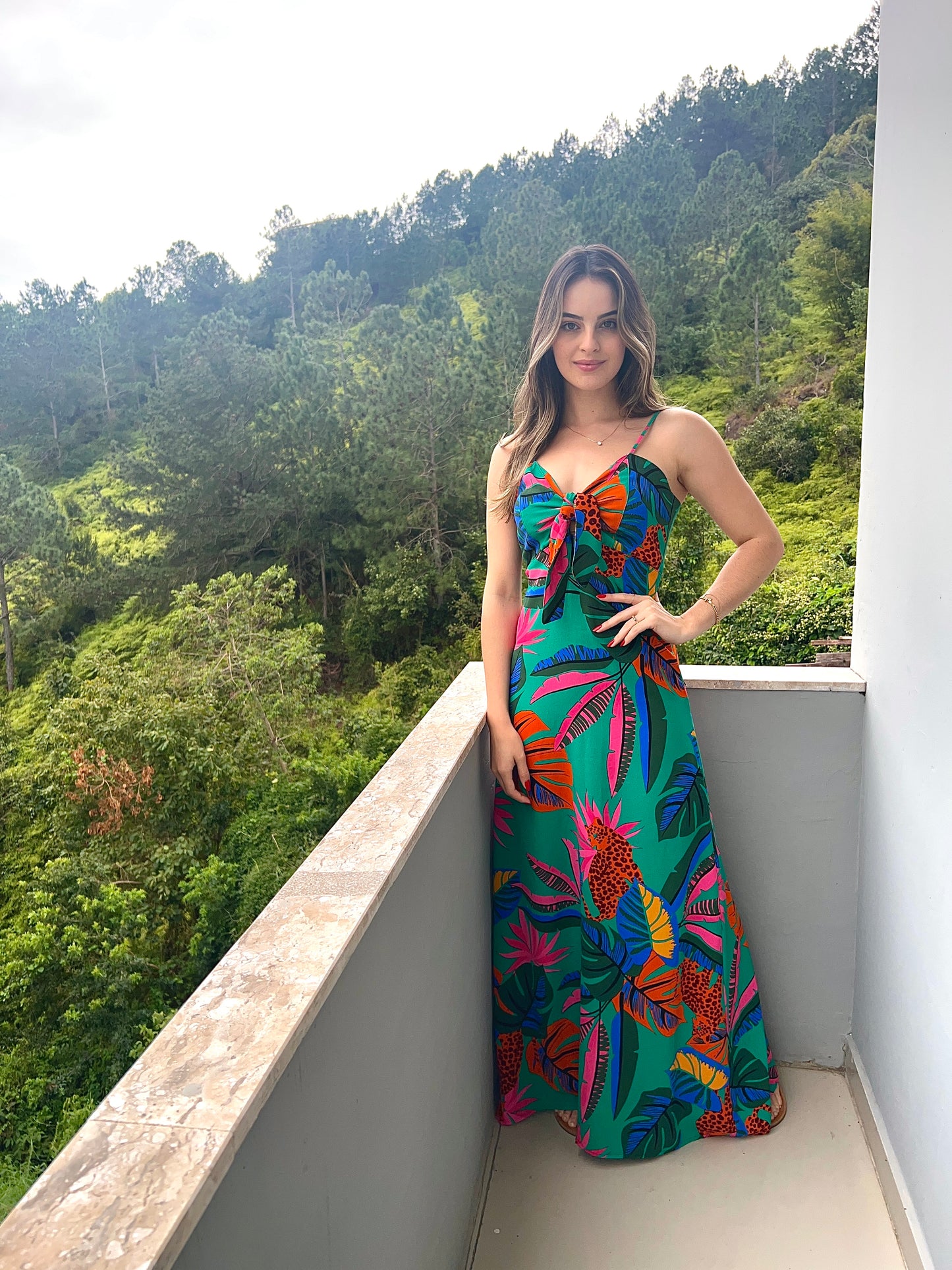 Vestido longo estampado