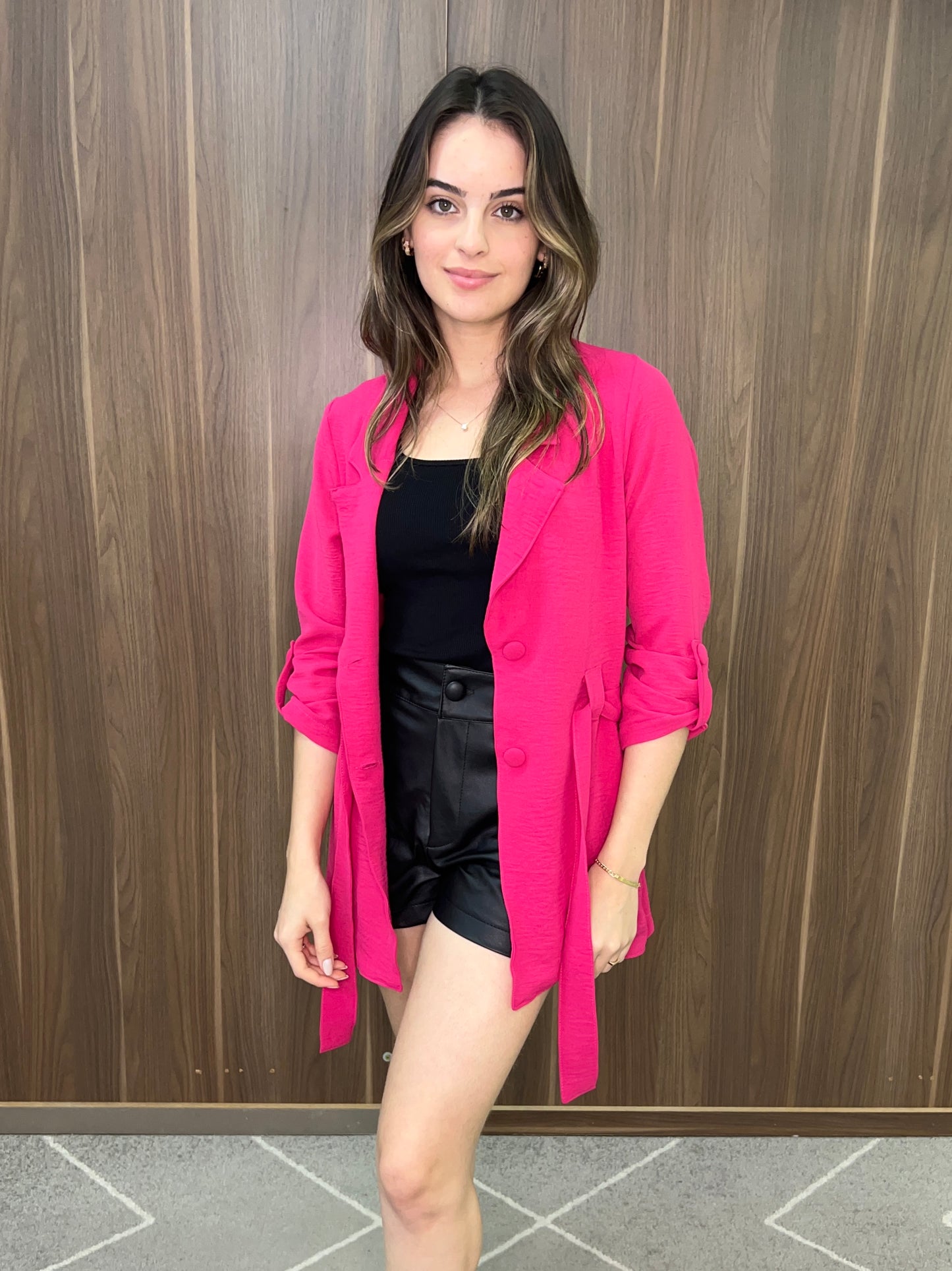 Blazer crepe com amarração