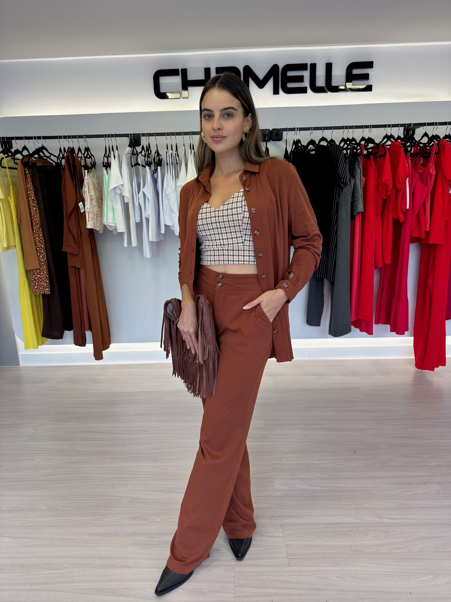 Cropped Malha Jacquard