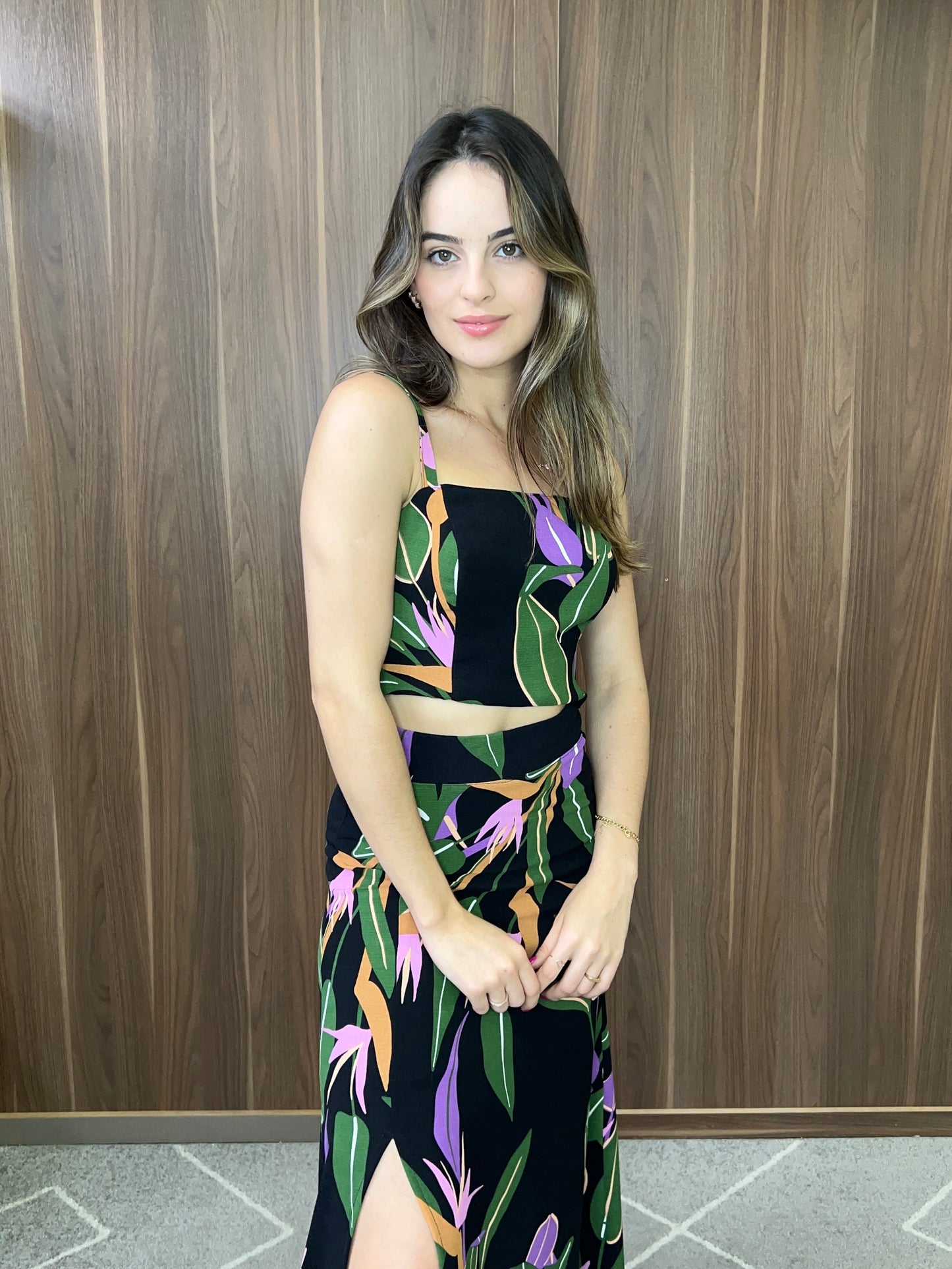 Cropped alça estampado