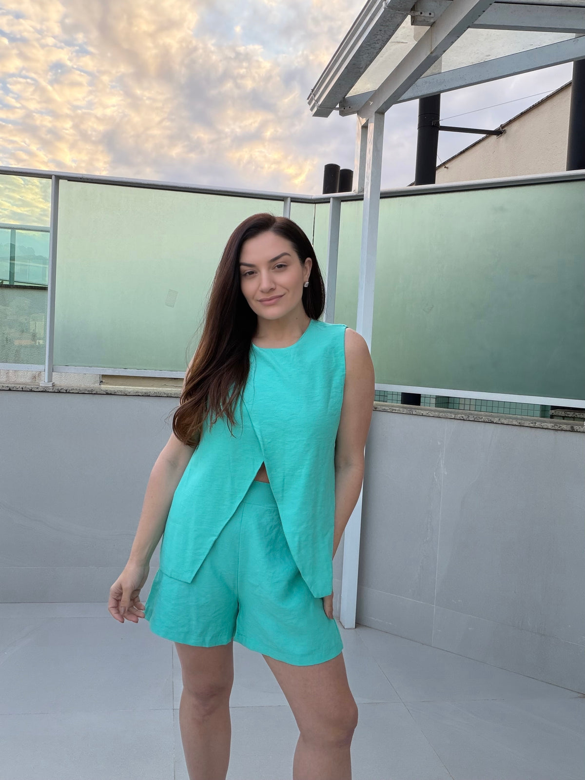 Conjunto Short e Blusa alfaiataria