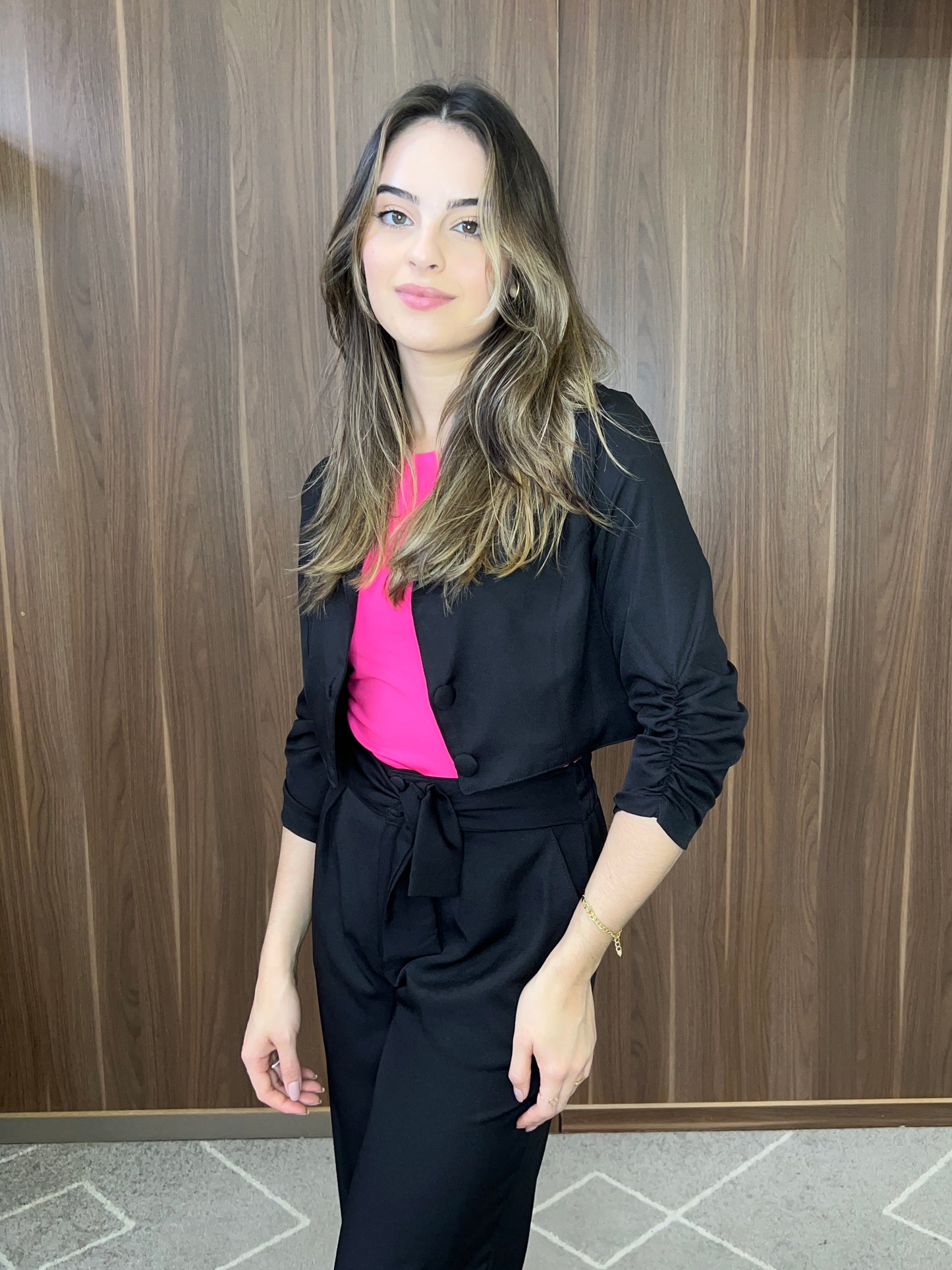 Blazer cropped visco crepe