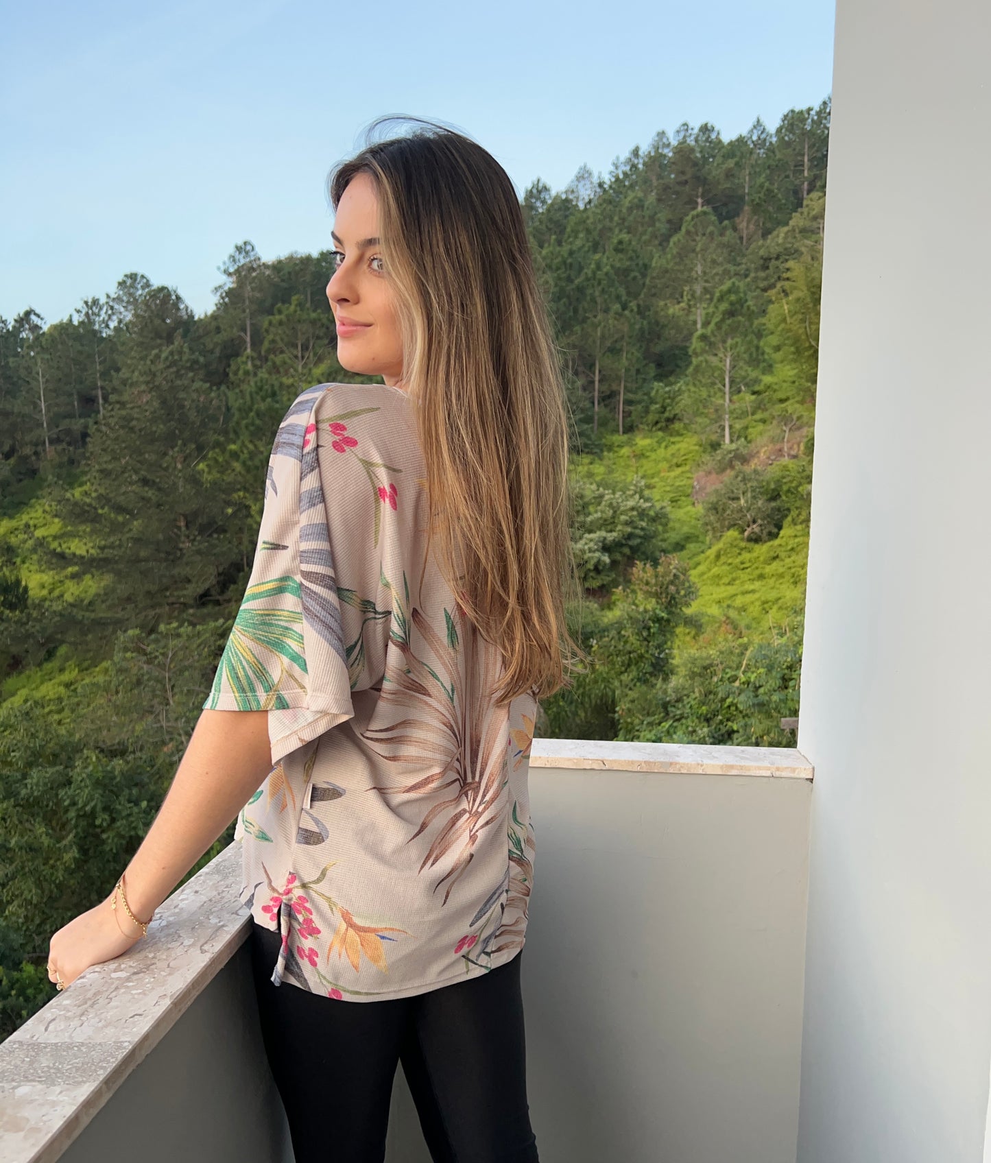 Blusa manga curta estampada