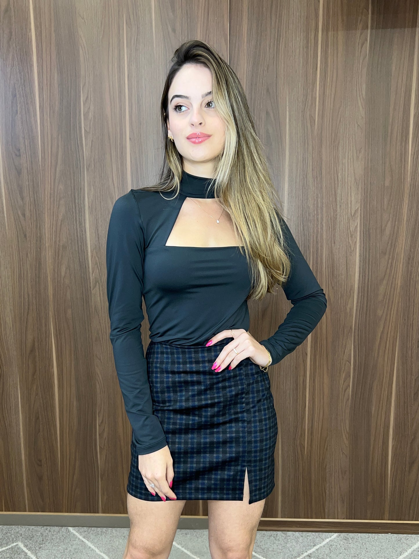 Blusa poliamida recorte busto