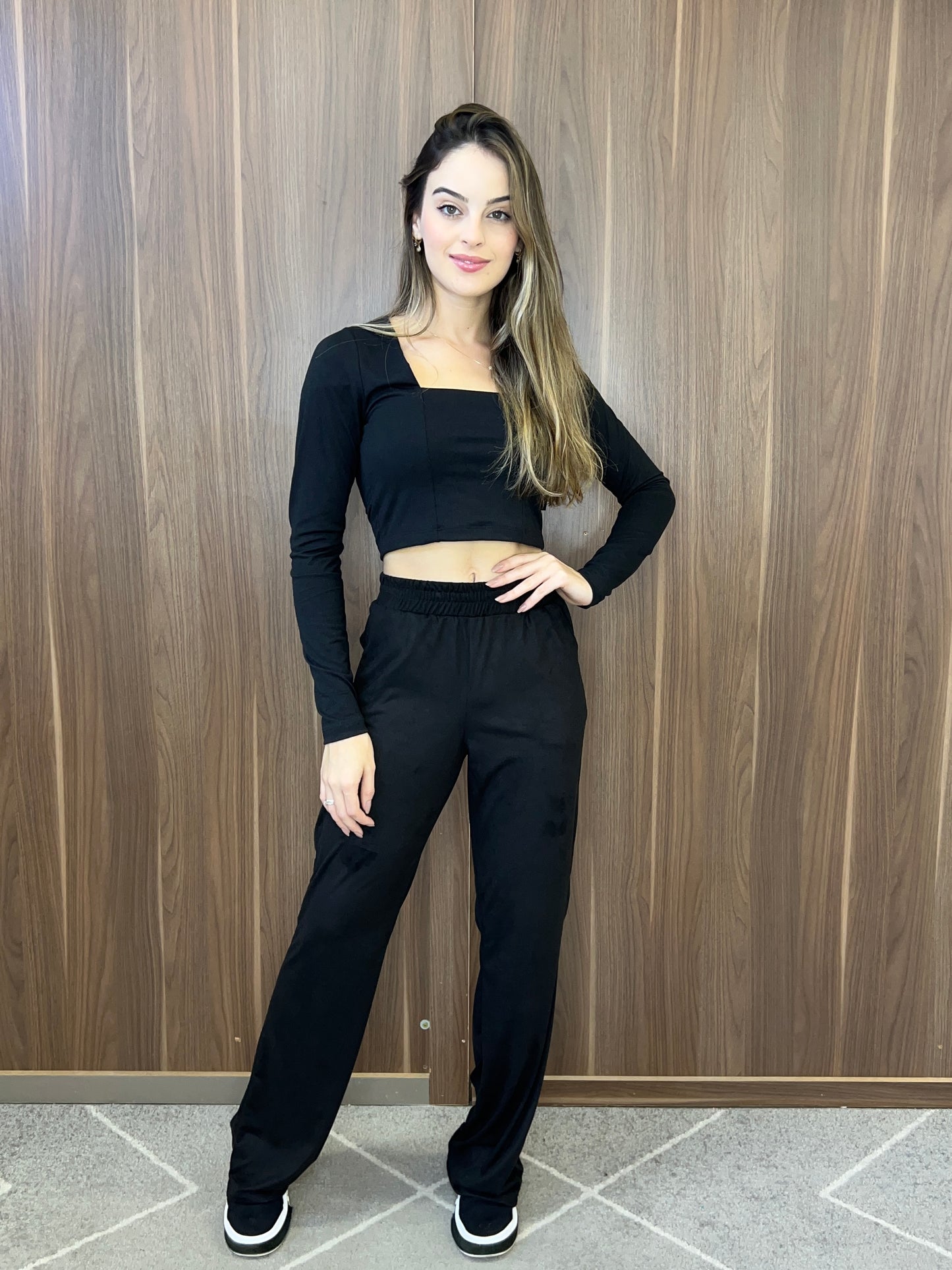 Wide leg suede