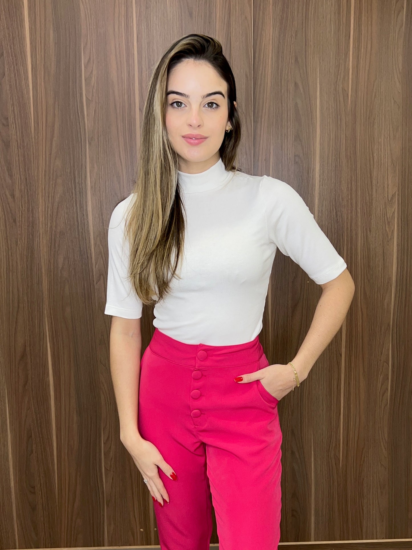 Blusa canelada gola