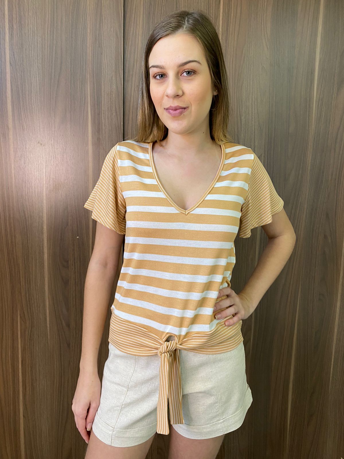 Blusa Decote V Listrada