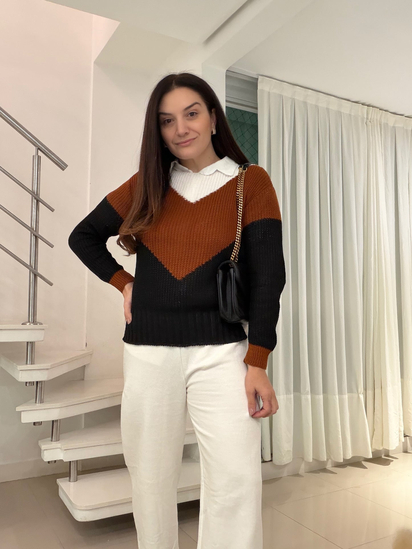 Blusa de linha com três cores
