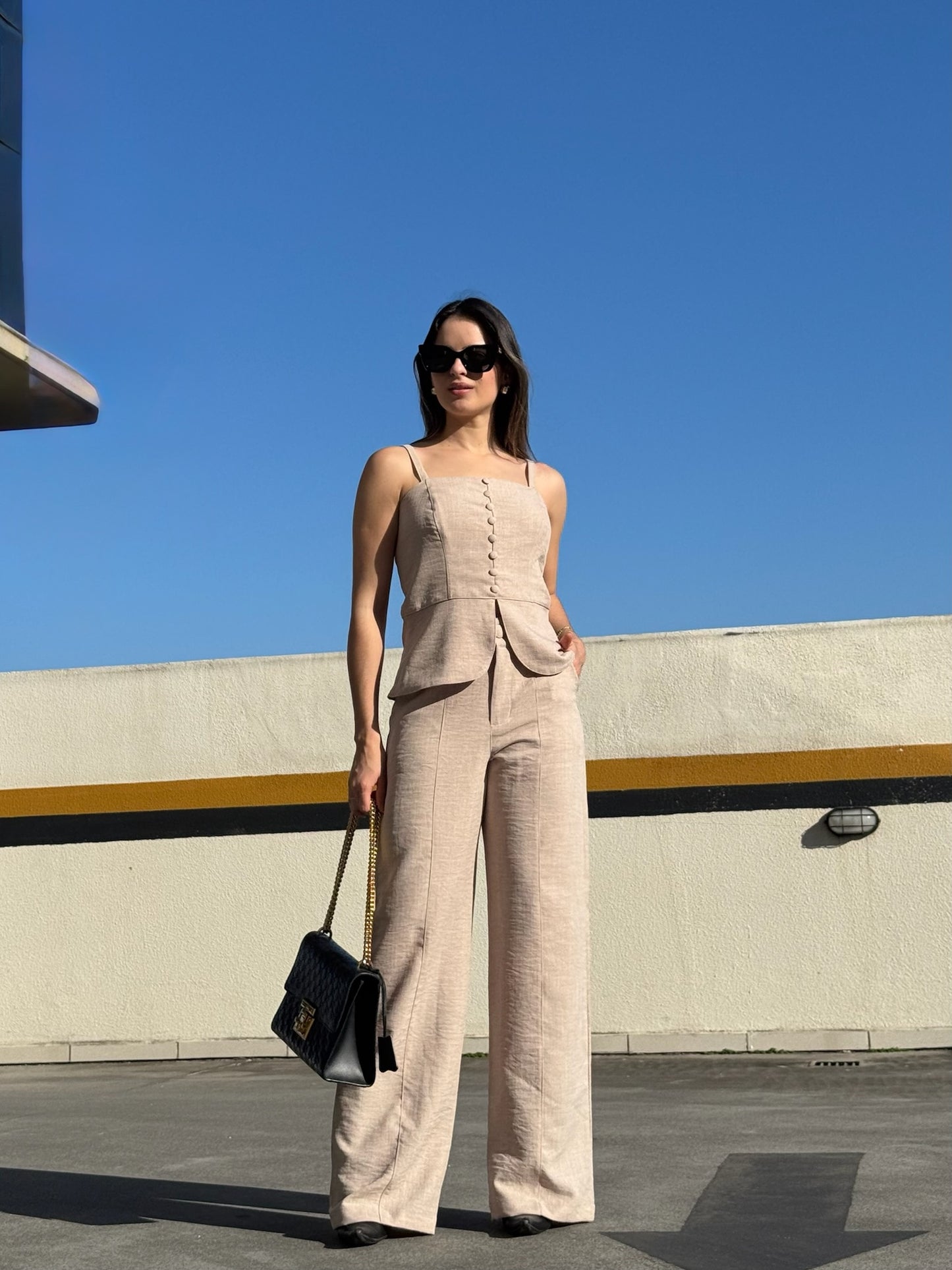 Calça Wide Leg Linhão