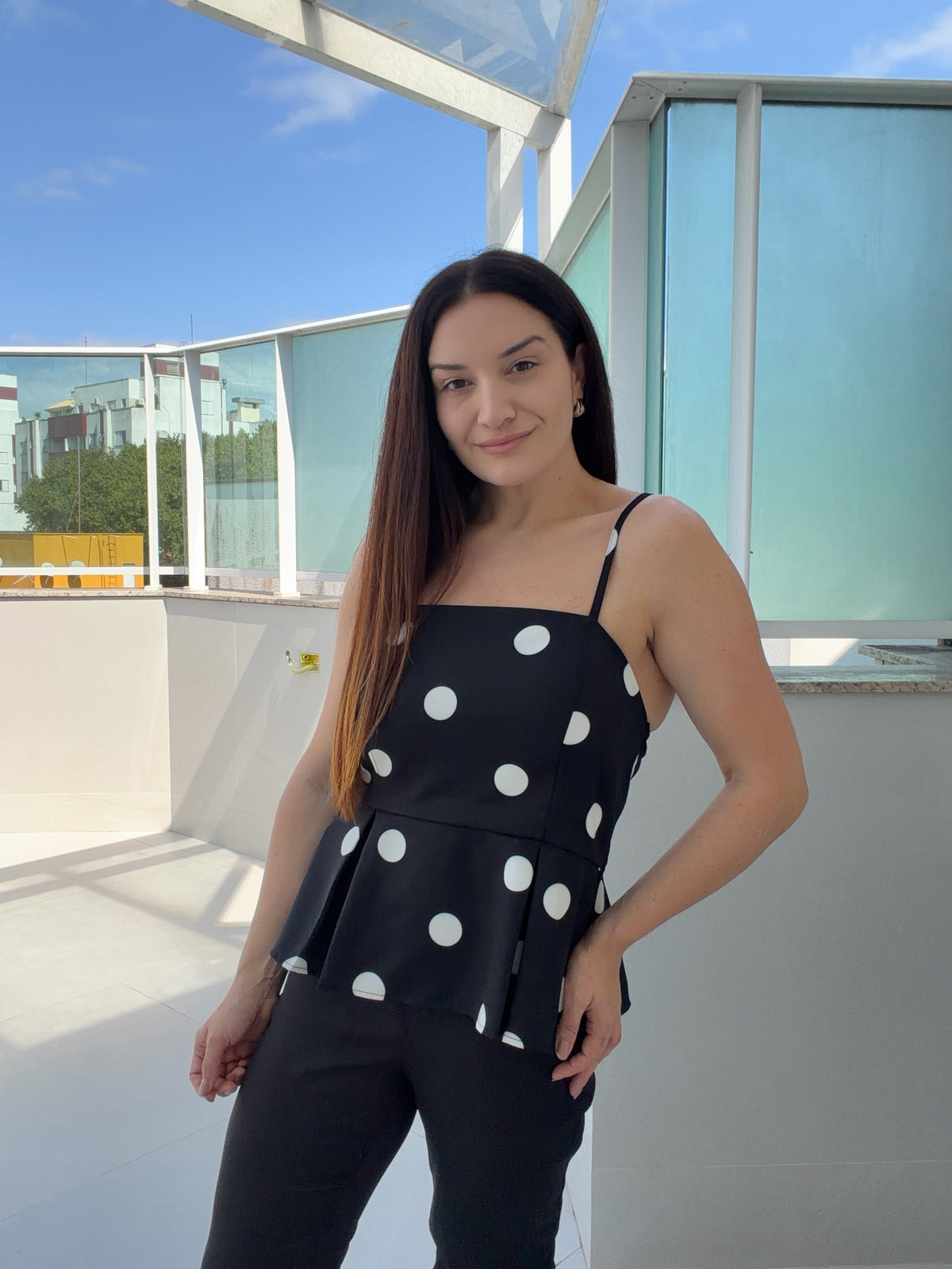 Blusa Peplum Poá