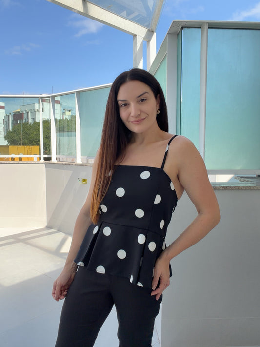 Blusa Peplum Poá