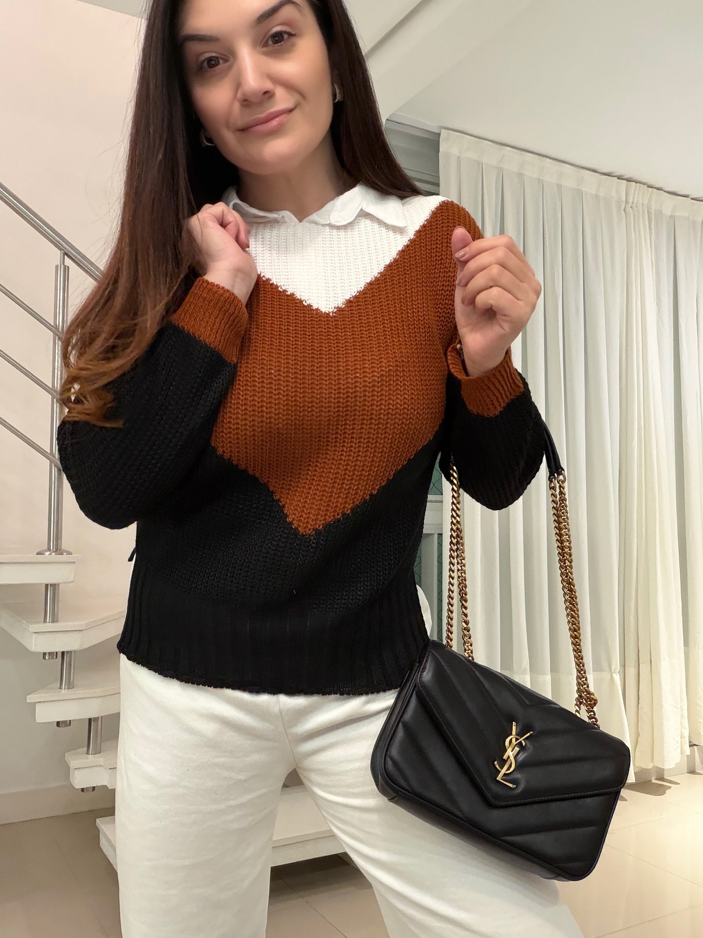 Blusa de linha com três cores