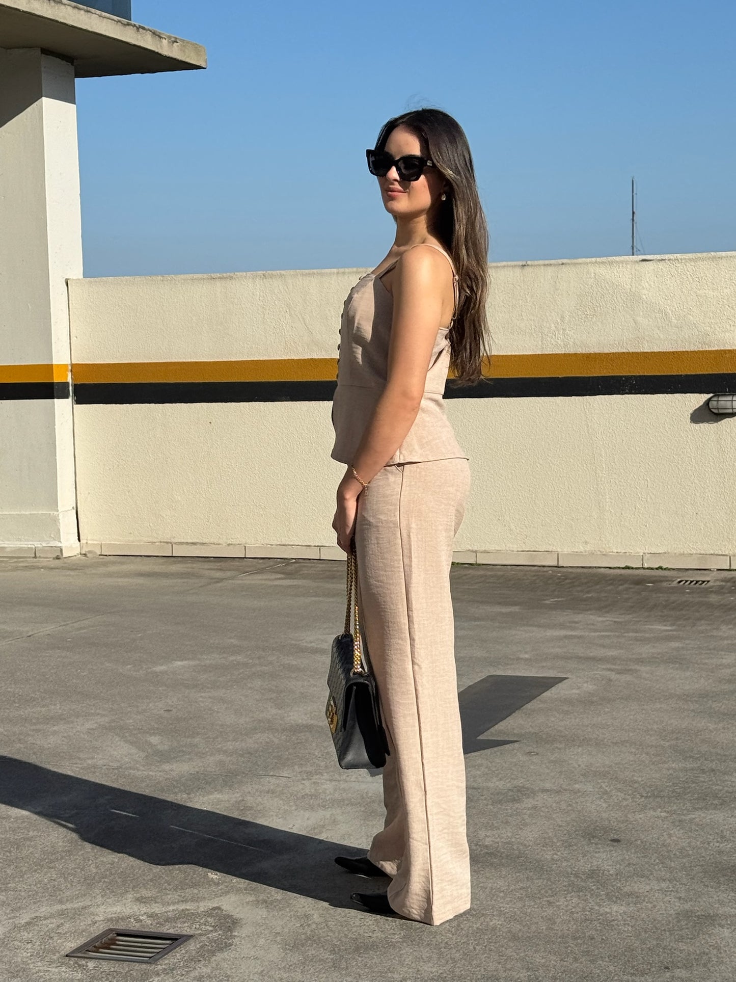 Calça Wide Leg Linhão