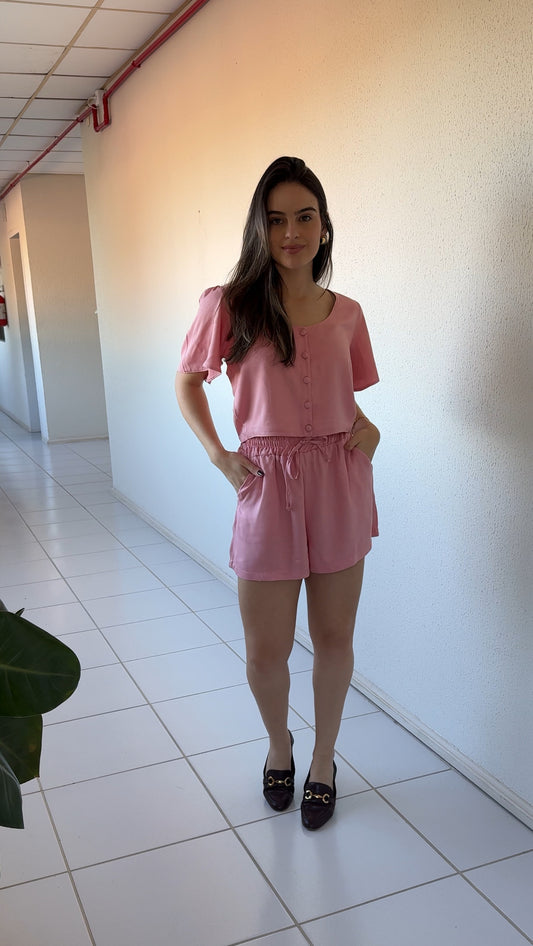 Cropped Botões Twill