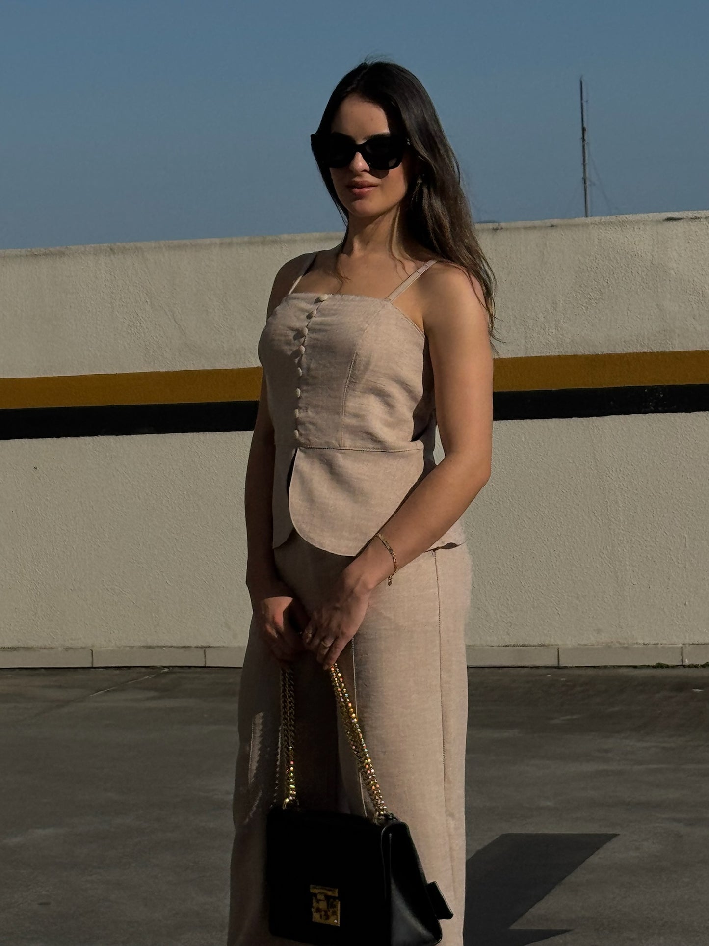 Calça Wide Leg Linhão