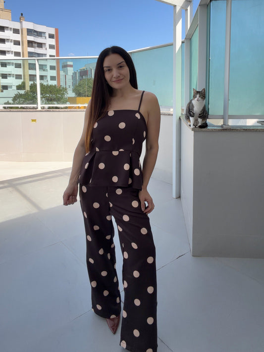 Calça Wide Leg Poá