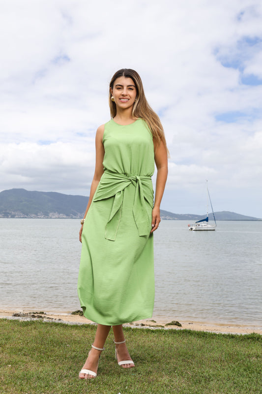 Vestido Crepe Amarração