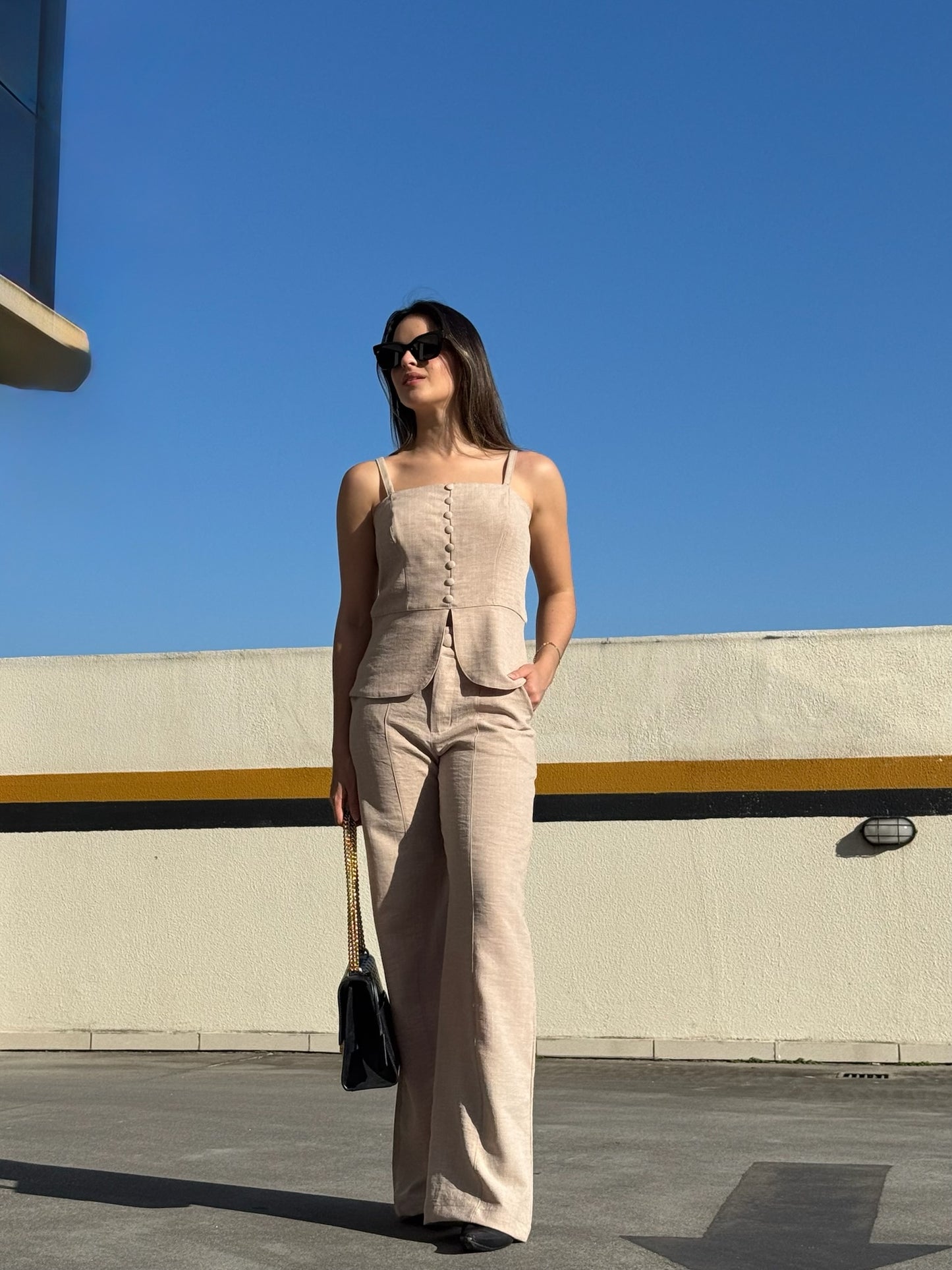 Calça Wide Leg Linhão