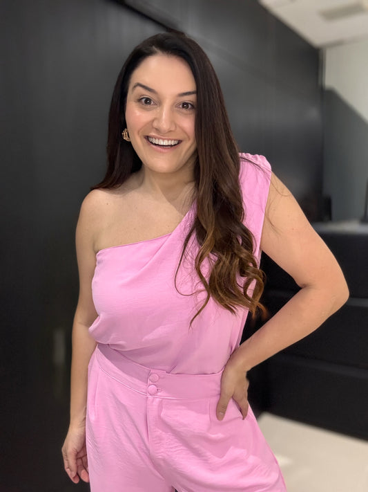 Blusa de um ombro crepe Airflow