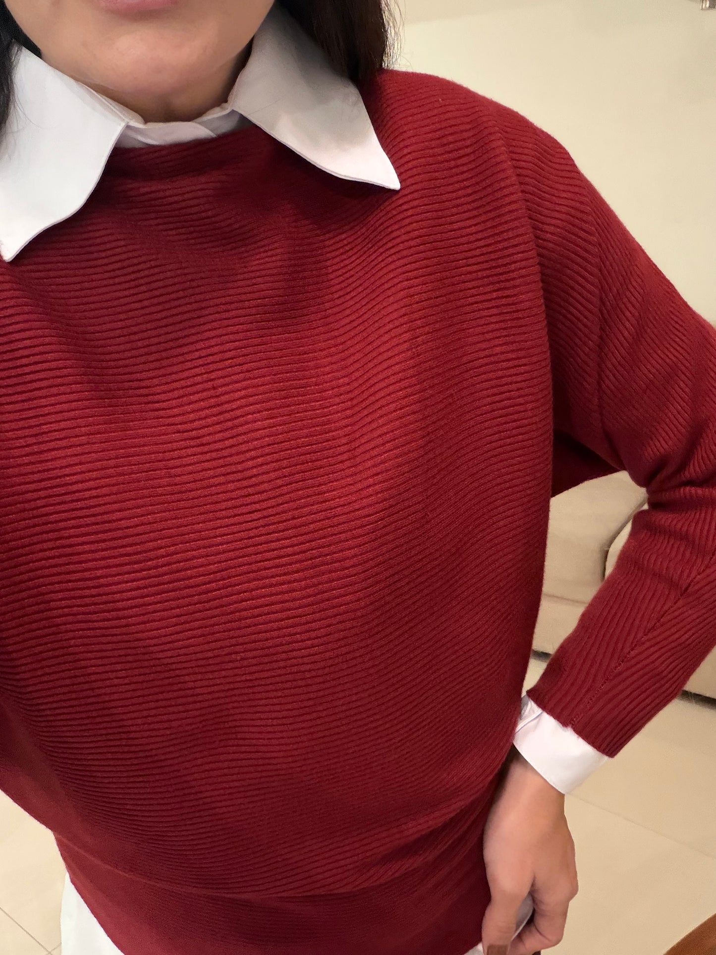 Blusa tricô manga Raglã + Camisa