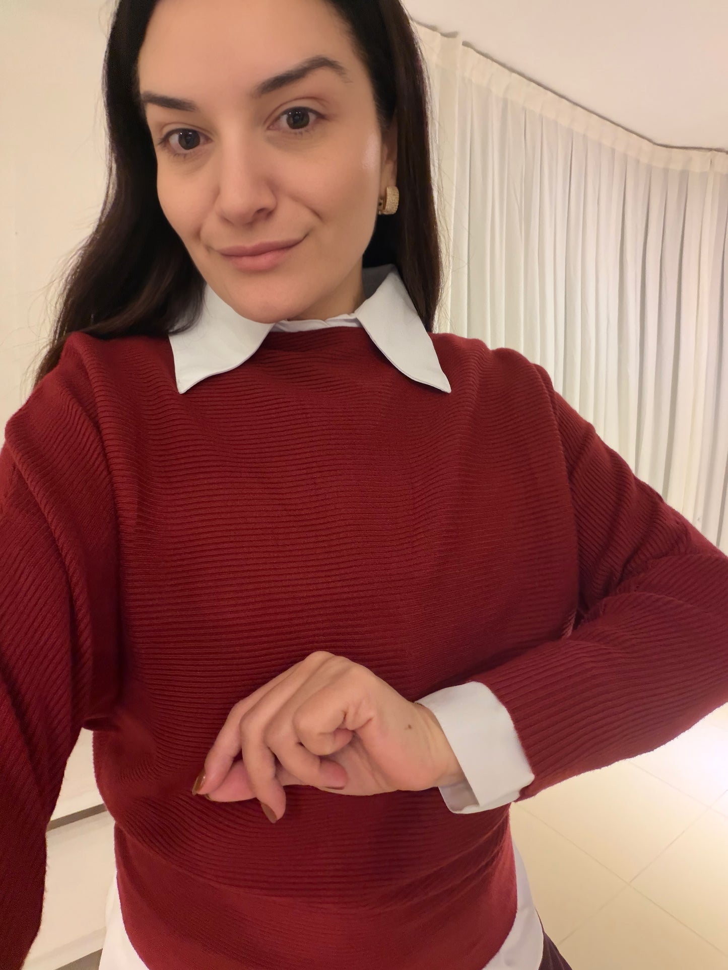 Blusa tricô manga Raglã + Camisa