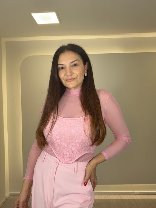 Blusa Tule Rosa