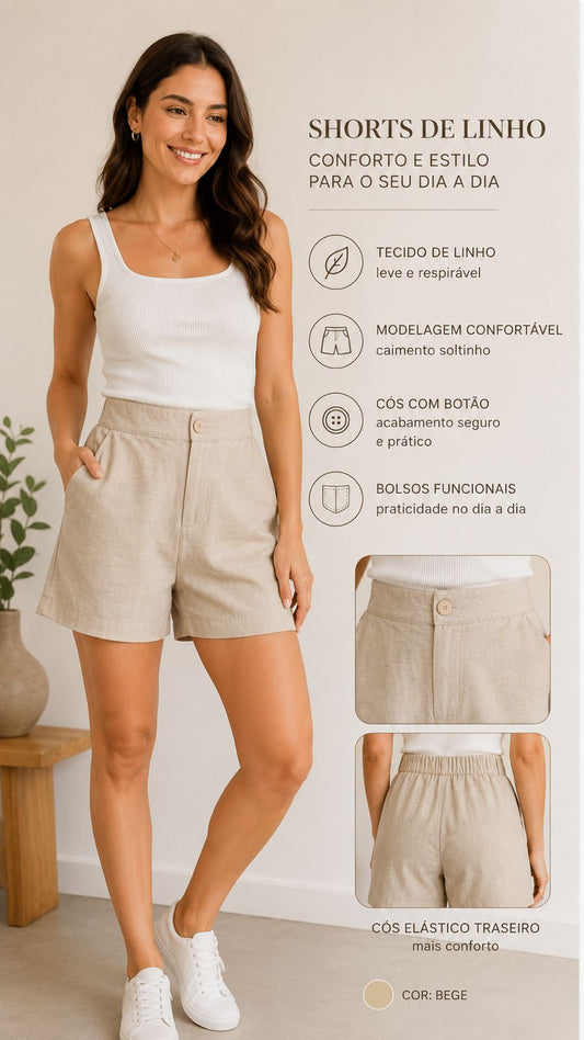 Short linho curto